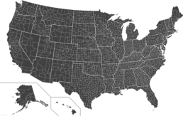 A grey map of all counties across the United States.